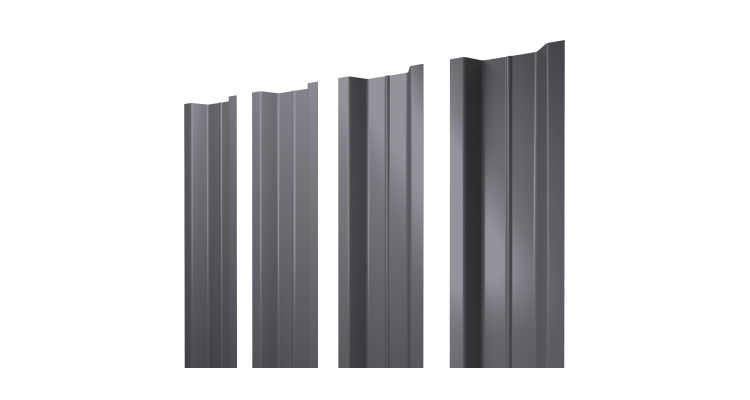 Штакетник П-образный В с прямым резом 0,45 PE RAL 7004 сигнальный серый